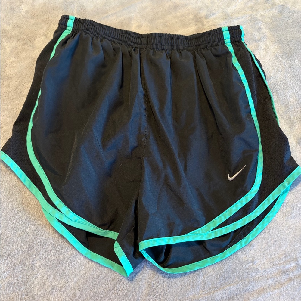 Nike Women's Black and Teal Athletic Shorts